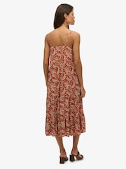 Superdry Brown Half Button Tiered Midi Dress - Image 2 of 7