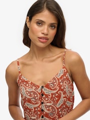 Superdry Brown Half Button Tiered Midi Dress - Image 5 of 7