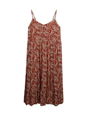 Superdry Brown Half Button Tiered Midi Dress - Image 6 of 7