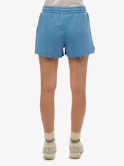 Superdry Blue Essential Logo Garment Dye Shorts - Image 2 of 6
