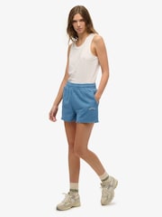 Superdry Blue Essential Logo Garment Dye Shorts - Image 5 of 6