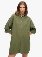 Superdry Green Ibiza Longline Beach Shirt - Image 1 of 7