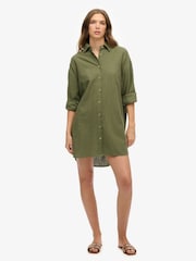 Superdry Green Ibiza Longline Beach Shirt - Image 3 of 7