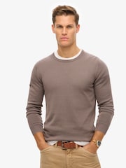 Superdry Grey Essentials Lightweight Knit Crew Sweatshirt - Image 2 of 6