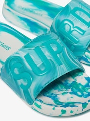 Superdry Blue Marble Pool Sliders - Image 5 of 7