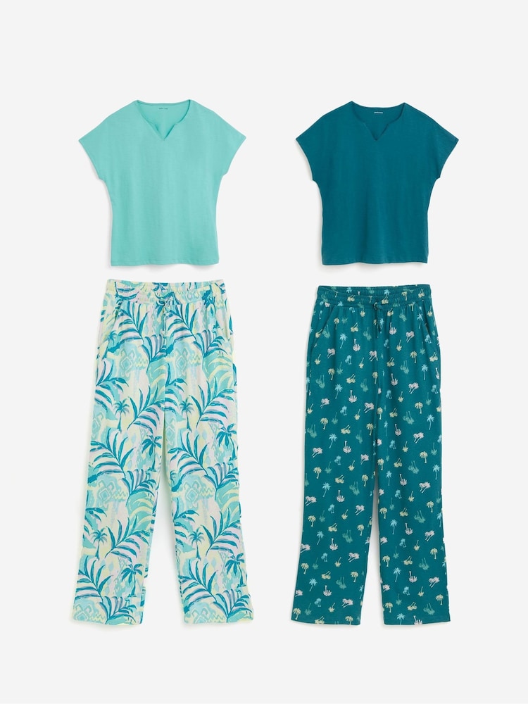 Verde - JD Williams 2 Pack Cotton Pyjamas Set - Imagen 1 de 5
