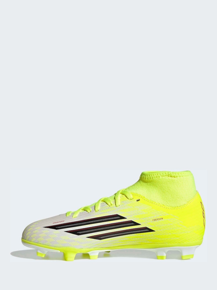 adidas Yellow F50 Club Mid Firm Ground / Multi Ground Kids Football Boots - Image 2 of 11