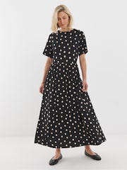 JD Williams Black Supersoft Midi Smock Dress - Image 1 of 4