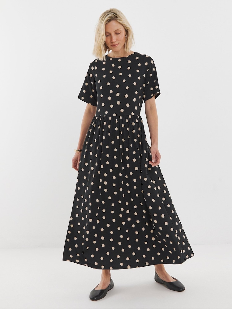 JD Williams Black Supersoft Midi Smock Dress - Image 1 of 4