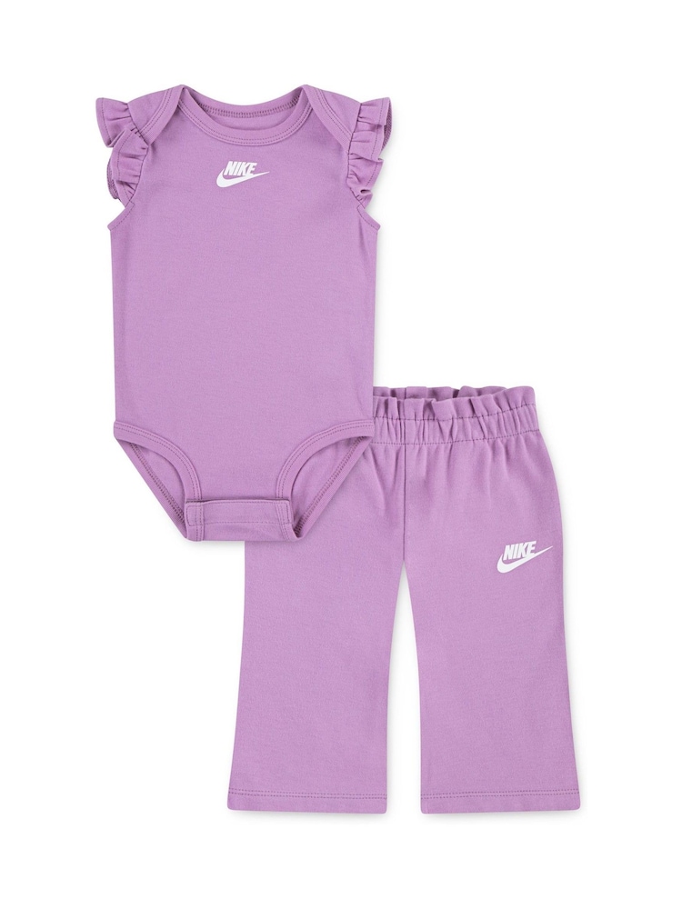 Nike Purple Infant Frilled Edge Bodysuit and Leggings Set - Image 1 of 5