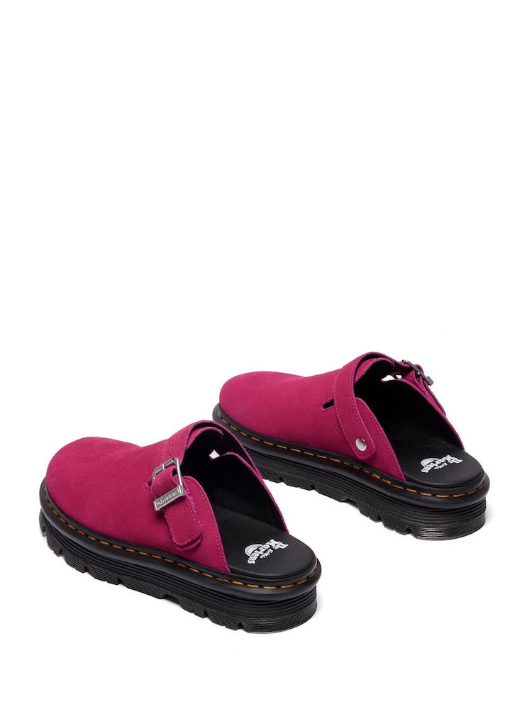 Dr. Martens Pink Zebzag Eh Suede Mules - Image 2 of 4