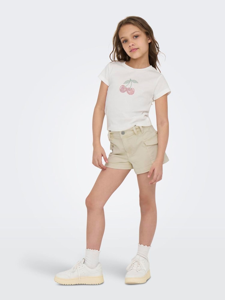 ONLY KIDS Baby Cherry Diamente White T-Shirt - Image 1 of 5