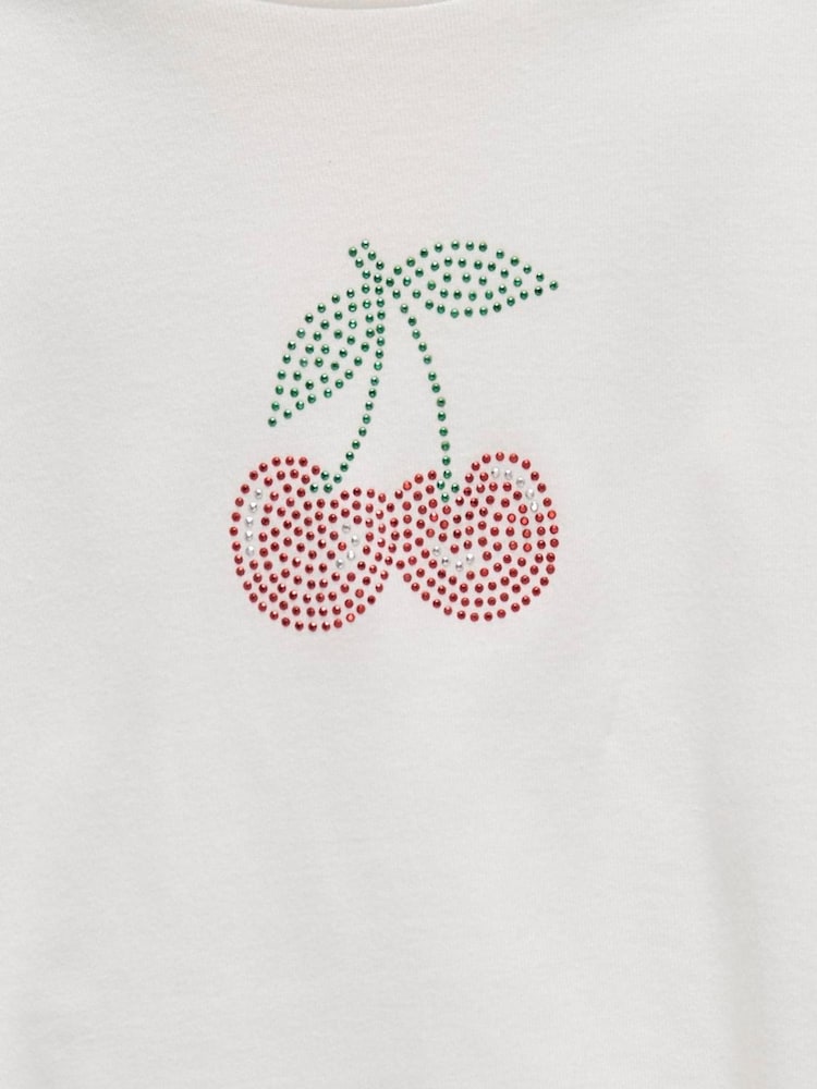 ONLY KIDS Baby Cherry Diamente White T-Shirt - Image 5 of 5