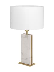 Eglo Brushed Brass And White Belesar Stone And Steel Table Lamp - Image 2 of 4