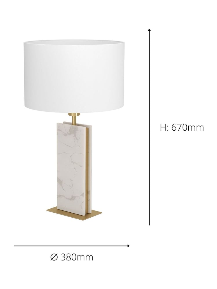 Eglo Brushed Brass And White Belesar Stone And Steel Table Lamp - Image 4 of 4