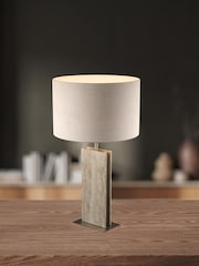 Eglo Satin Nickel And Natural Belesar Stone And Steel Table Lamp - Image 1 of 4