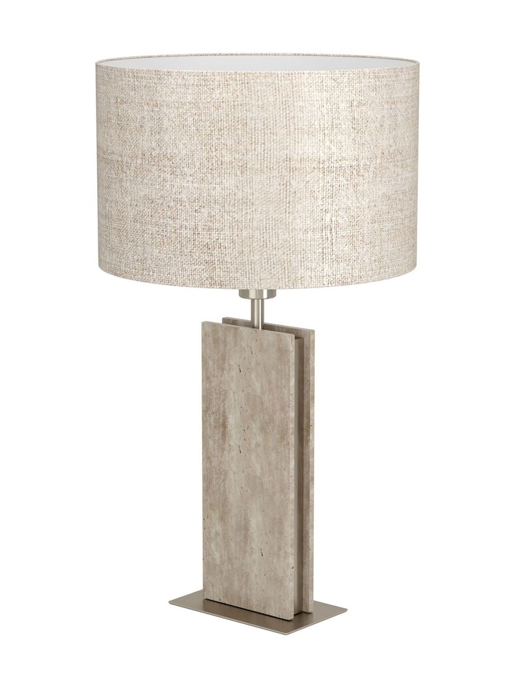 Eglo Satin Nickel And Natural Belesar Stone And Steel Table Lamp - Image 2 of 4