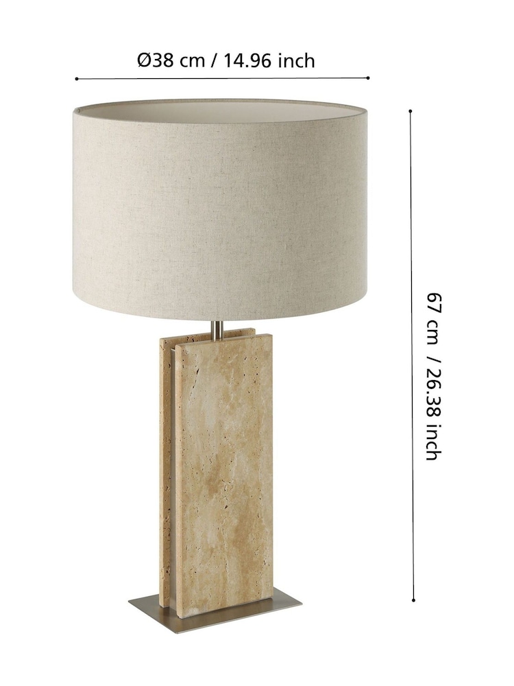 Eglo Satin Nickel And Natural Belesar Stone And Steel Table Lamp - Image 4 of 4