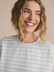 Grey Stripe Textured Short Pyjamas - Image 5 of 8