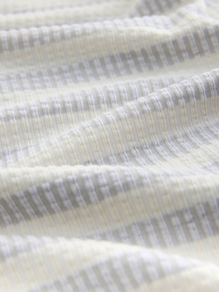 Grey Stripe Textured Short Pyjamas - Image 8 of 8