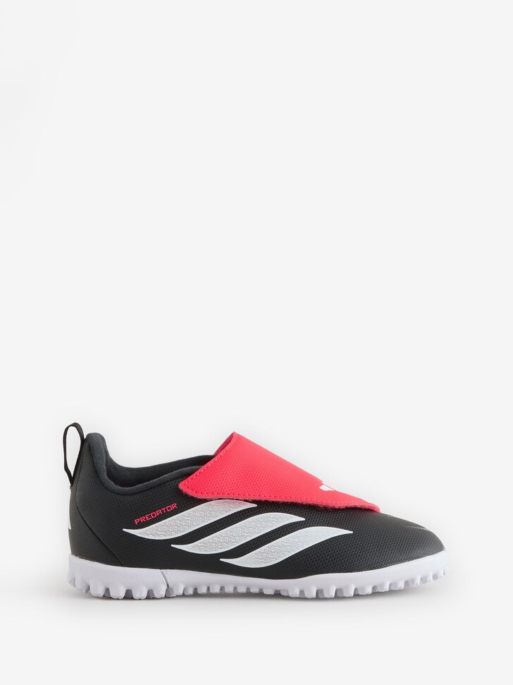 adidas Black Predator Club Touch Fastening Fold-Over Tongue Turf Football Trainers Kids