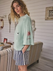 Sage Green Embroidered Short Sleeve Pyjamas - Image 1 of 5