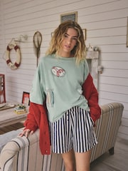 Sage Green Embroidered Short Sleeve Pyjamas - Image 3 of 5