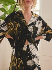 Green Palm Button Through Short Pyjamas Set - Image 5 of 8