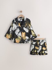 Green Palm Button Through Short Pyjamas Set - Image 6 of 8