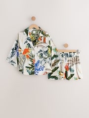 Ecru Parrot Button Through Short Pyjamas Set - Image 4 of 6