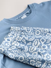 Blue Floral Cotton Short Set Pyjamas - Image 8 of 9