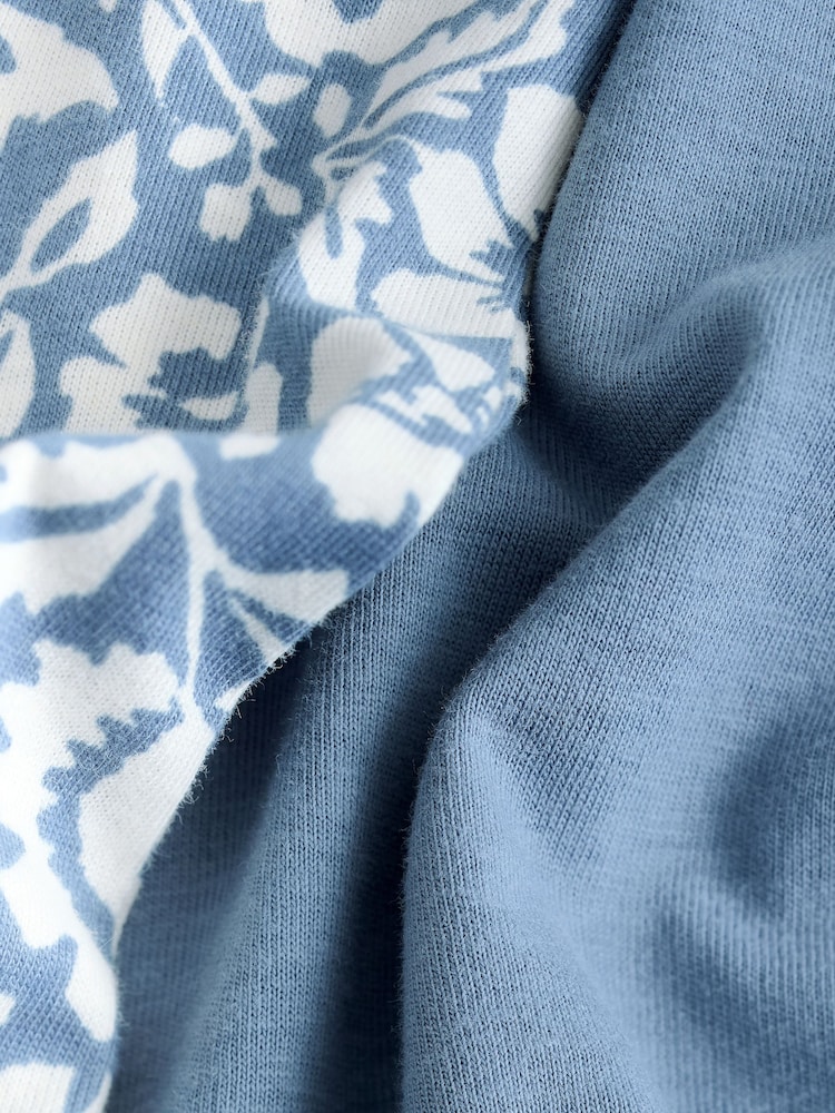 Blue Floral Cotton Short Set Pyjamas - Image 9 of 9