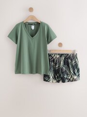Khaki Green Palm Short Pyjamas Set - Image 7 of 9