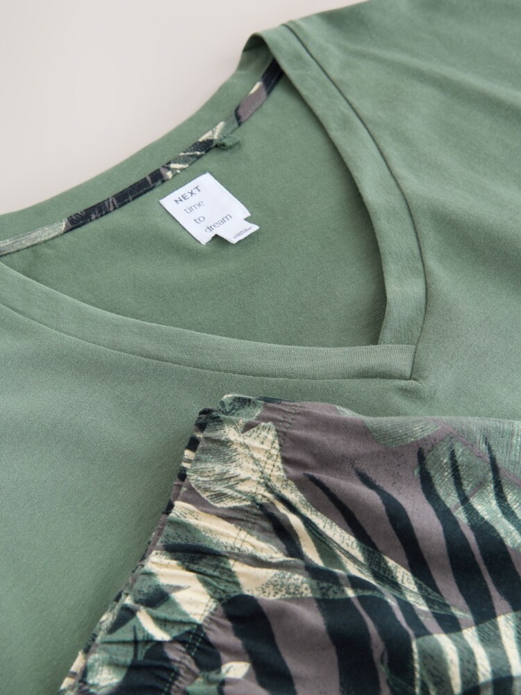 Khaki Green Palm Short Pyjamas Set - Image 9 of 9