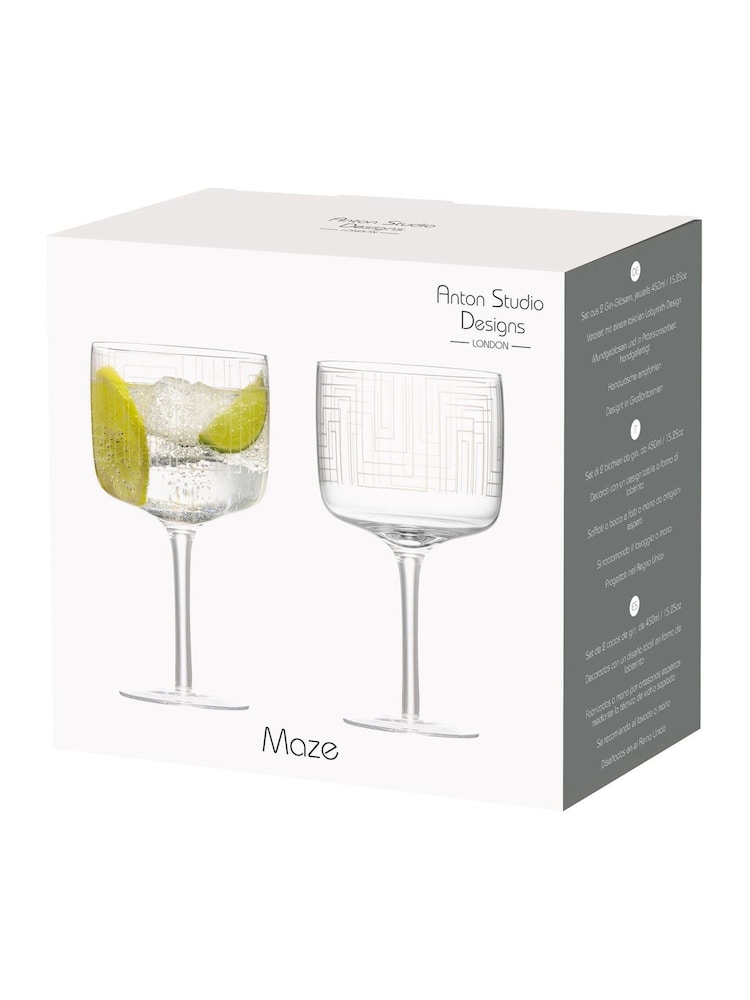 Anton Studio Designs Set of 2 Clear Maze Gin Glasses - Image 5 of 5 Anton Studio Designs Set of 2 Clear Maze Gin Glasses - Image 5 of 5