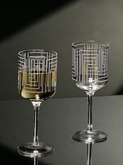 Anton Studio Designs Set of 2 Clear Maze Wine Glasses - Image 2 of 7