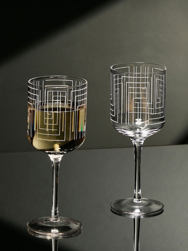 Anton Studio Designs Set of 2 Clear Maze Wine Glasses - Image 2 of 7