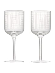Anton Studio Designs Set of 2 Clear Maze Wine Glasses - Image 3 of 7