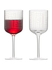 Anton Studio Designs Set of 2 Clear Maze Wine Glasses - Image 5 of 7