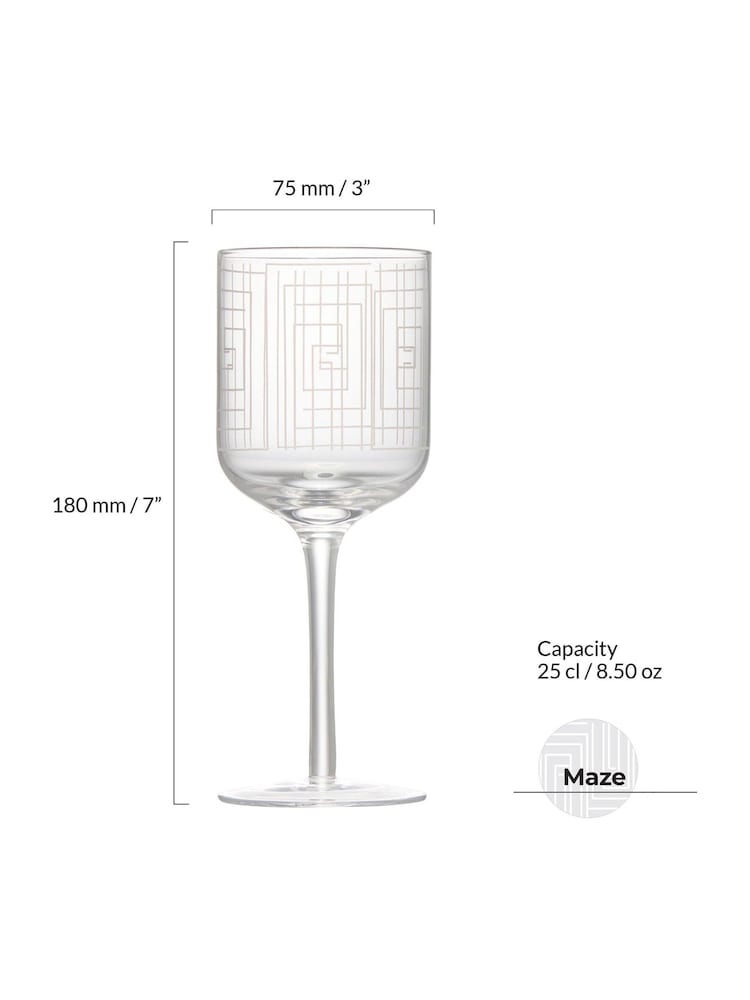 Anton Studio Designs Set of 2 Clear Maze Wine Glasses - Image 7 of 7