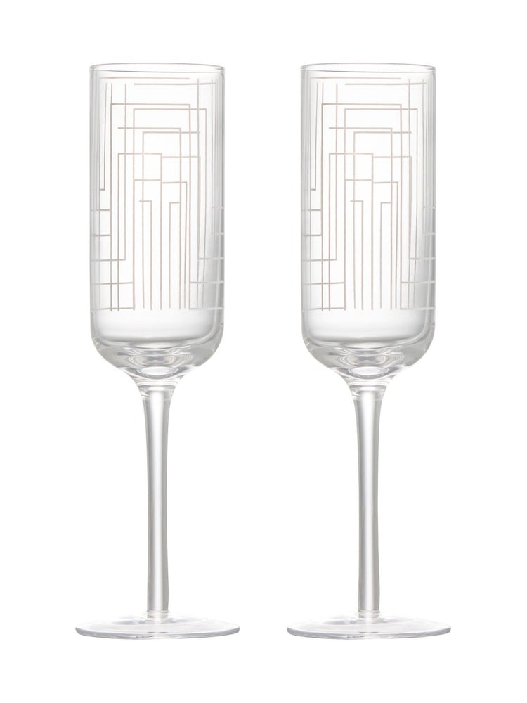 Anton Studio Designs Set of 2 Clear Maze Champagne Flutes - Image 2 of 5
