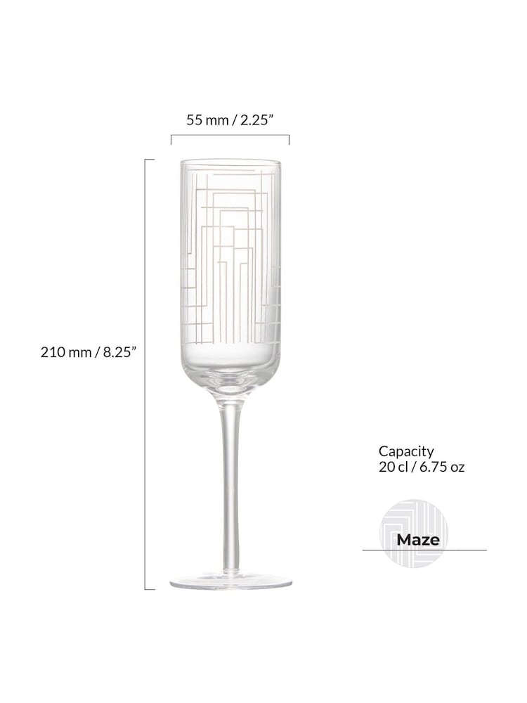Anton Studio Designs Set of 2 Clear Maze Champagne Flutes - Image 5 of 5