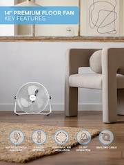 Air Pro White 14" Floor Fan with Powerful Air Cooling & Circulating - Image 2 of 7