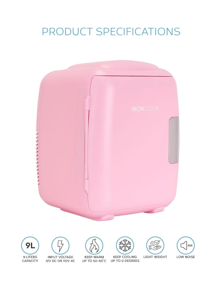 MONCOOK Pink Mini Fridge 9 Litre - Image 2 of 7
