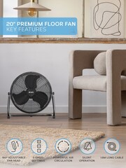 Air Pro Black 20" Floor Fan with Powerful Air Cooling & Circulating - Image 2 of 7