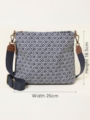 FatFace Kingston Navy Blue Canvas Geometric Crossbody Bag - Image 5 of 5