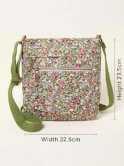 FatFace Green Ditsy Floral Canvas Crossbody Bag - Image 6 of 6