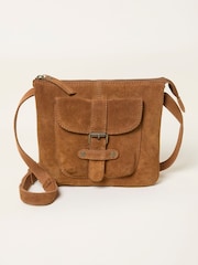 FatFace Libby Tan Brown Suede Crossbody Bag - Image 1 of 3