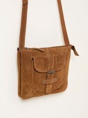 FatFace Libby Tan Brown Suede Crossbody Bag - Image 4 of 4