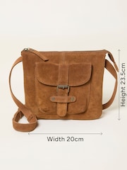 FatFace Libby Tan Brown Suede Crossbody Bag - Image 5 of 5